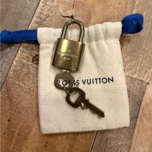 Louis Vuitton Gold Padlock with Key and Dust Bag #449 w patina